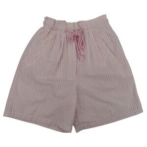 VTG PK Elliot Sport Women 12 Pink White Vertical Stripe Drawstring Waist Shorts